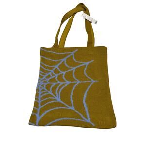 Urban Outfitters Ellie Icon Knit Tote Bag Mustard With Blue Webs Casual